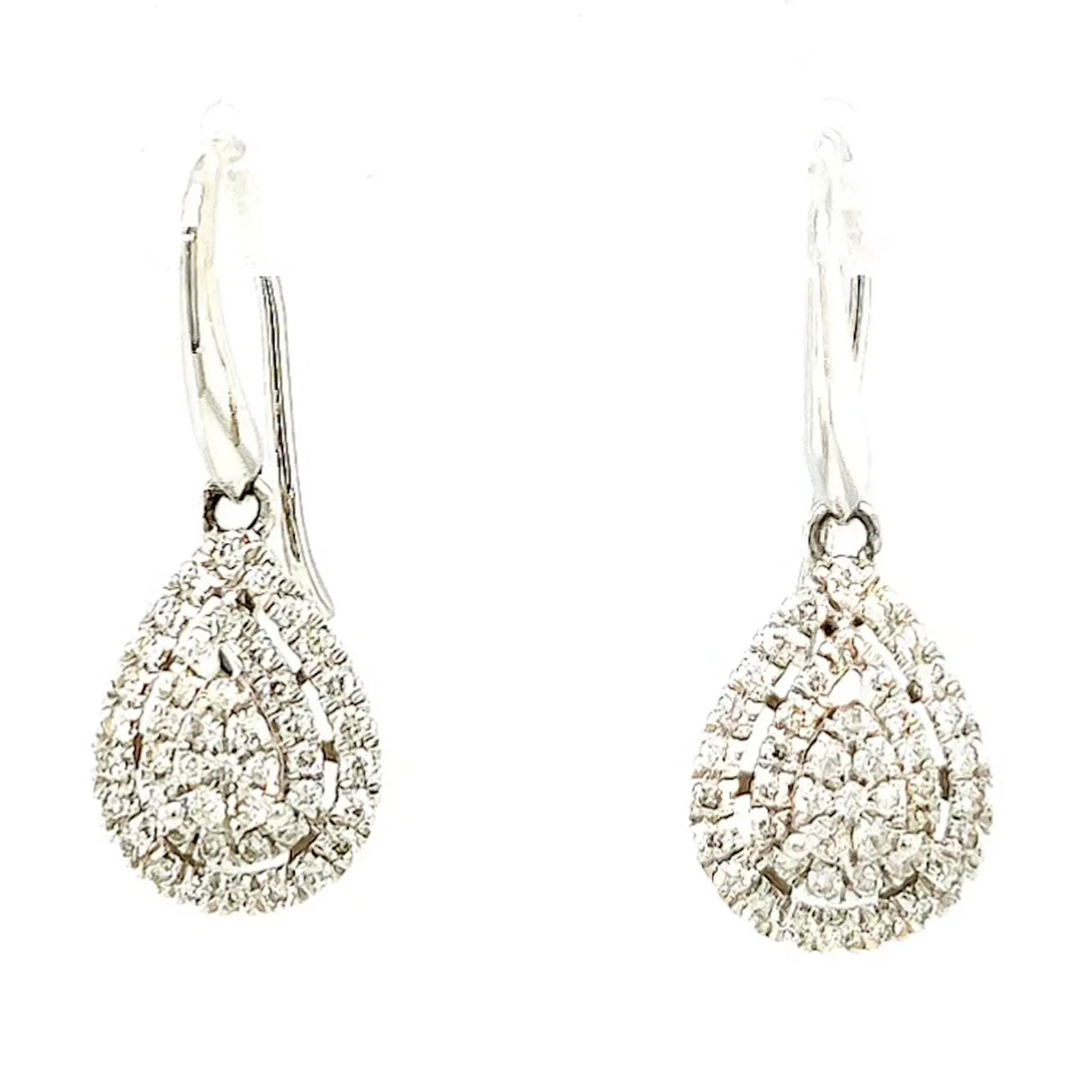9ct White Gold Round Brilliant Cut with 0.34 CARAT tw of Diamonds Drop Earrings