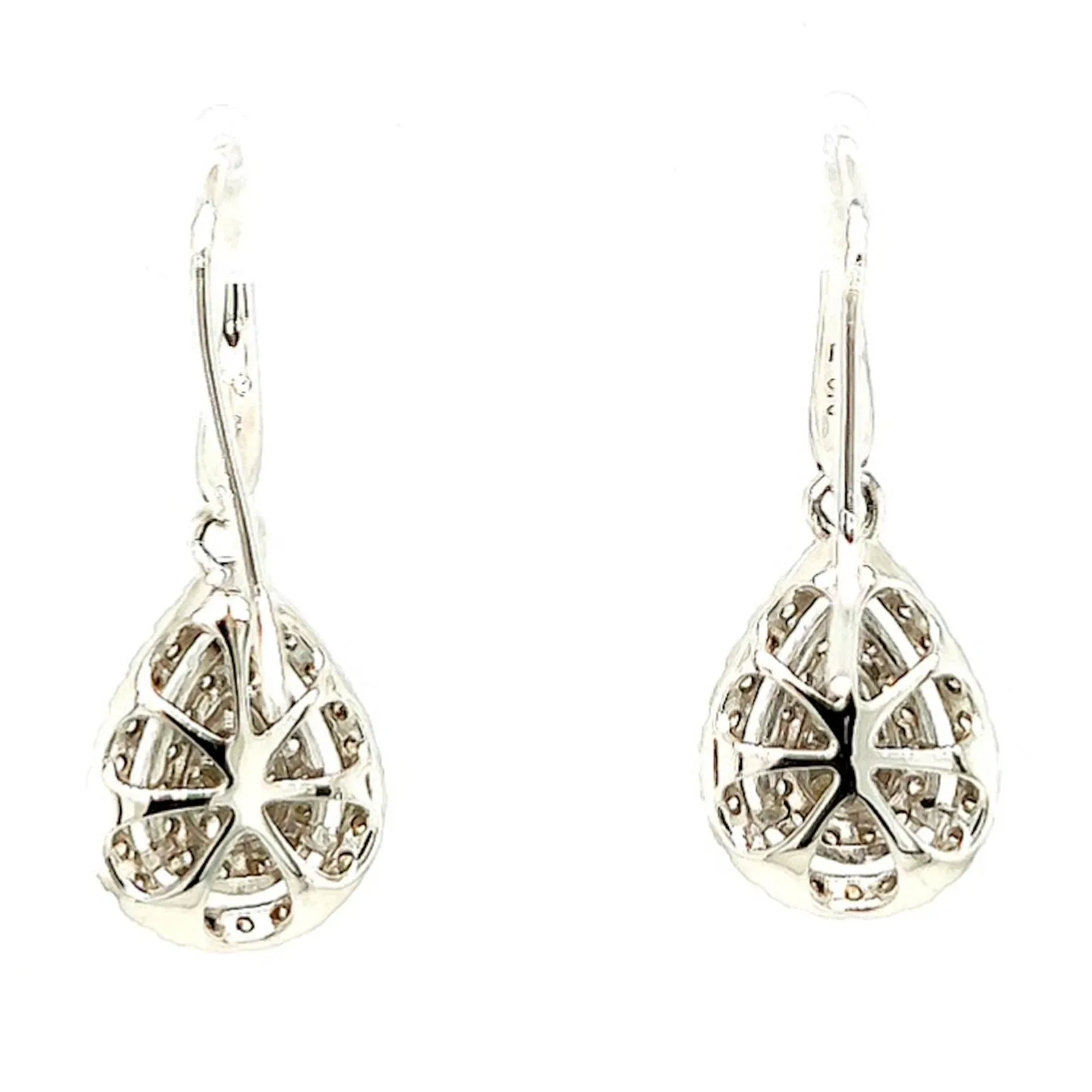 9ct White Gold Round Brilliant Cut with 0.34 CARAT tw of Diamonds Drop Earrings