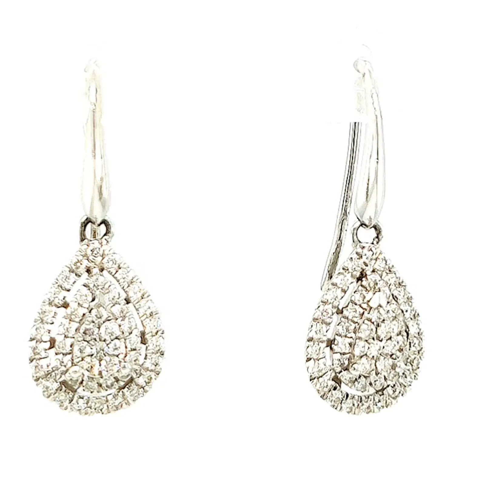 9ct White Gold Round Brilliant Cut with 0.34 CARAT tw of Diamonds Drop Earrings