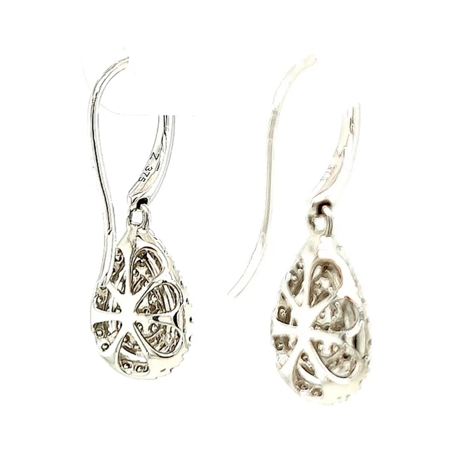 9ct White Gold Round Brilliant Cut with 0.34 CARAT tw of Diamonds Drop Earrings