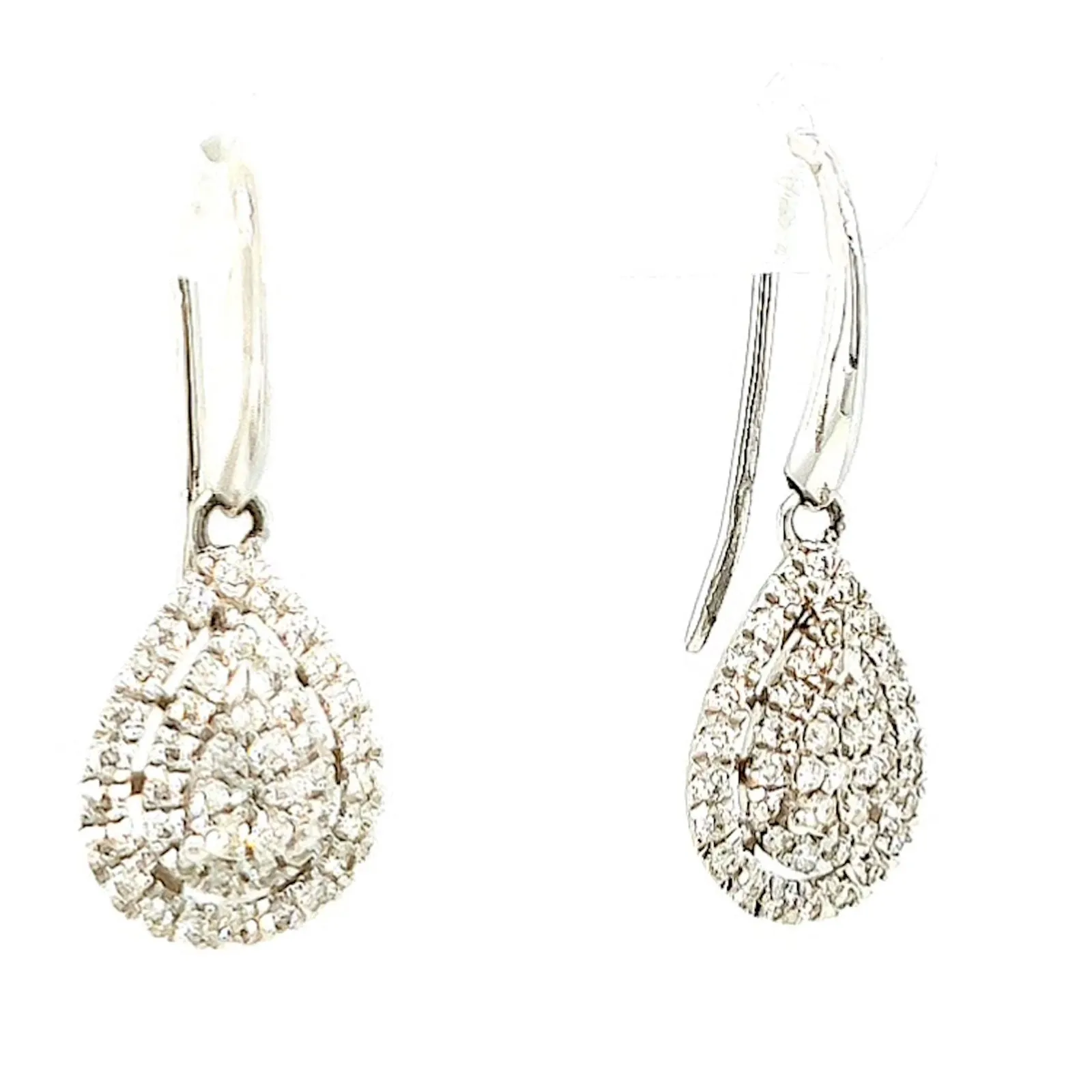 9ct White Gold Round Brilliant Cut with 0.34 CARAT tw of Diamonds Drop Earrings