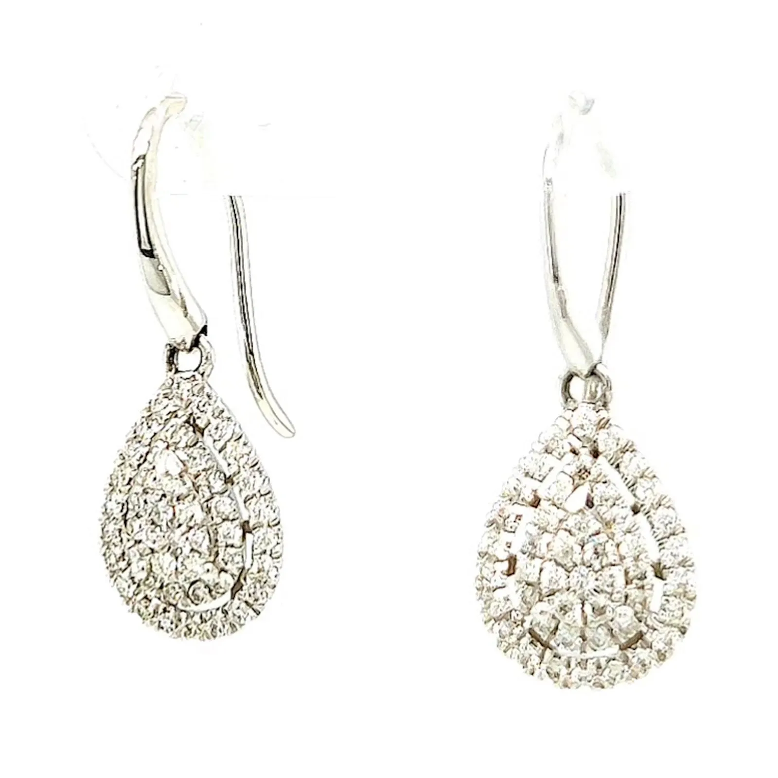 9ct White Gold Round Brilliant Cut with 0.34 CARAT tw of Diamonds Drop Earrings