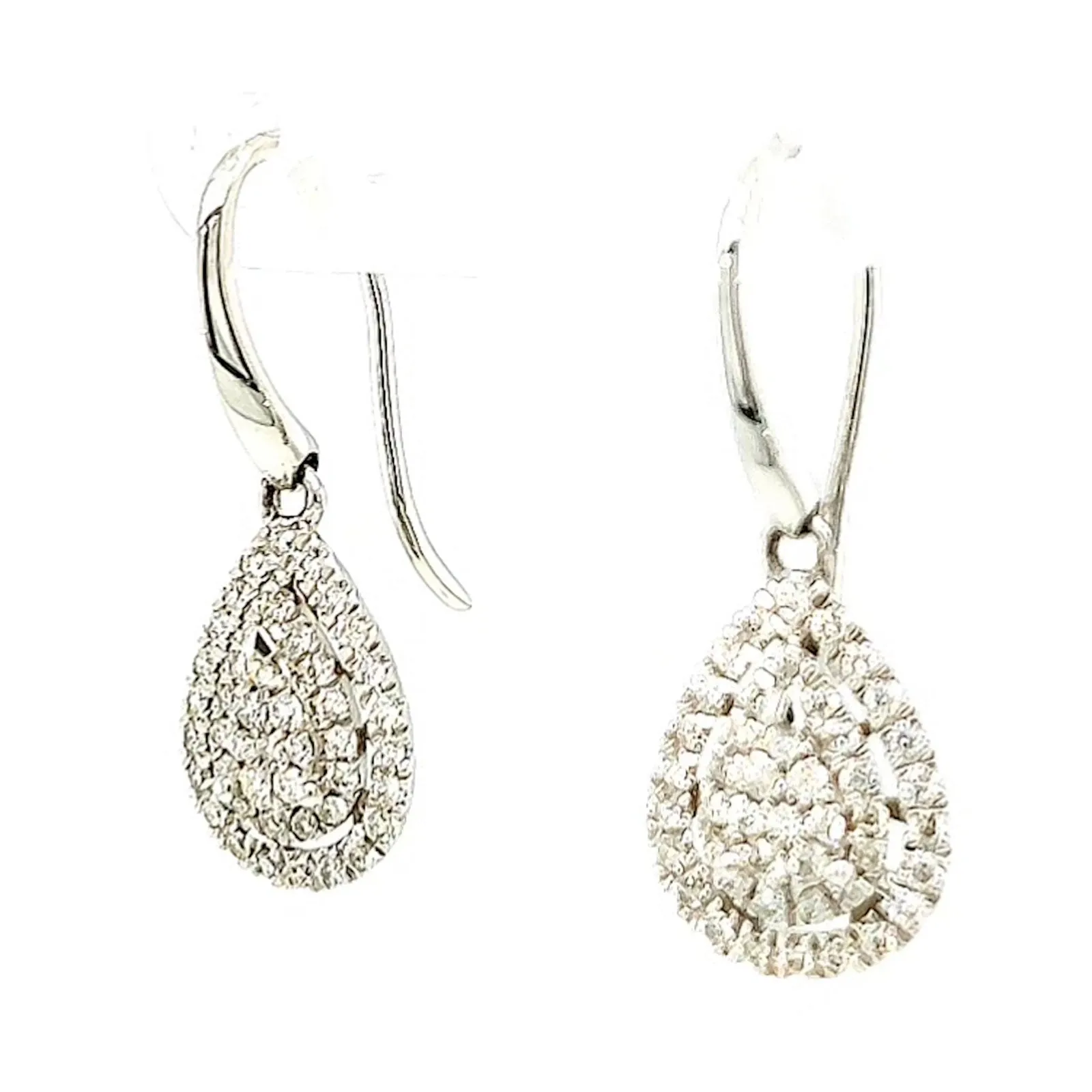 9ct White Gold Round Brilliant Cut with 0.34 CARAT tw of Diamonds Drop Earrings