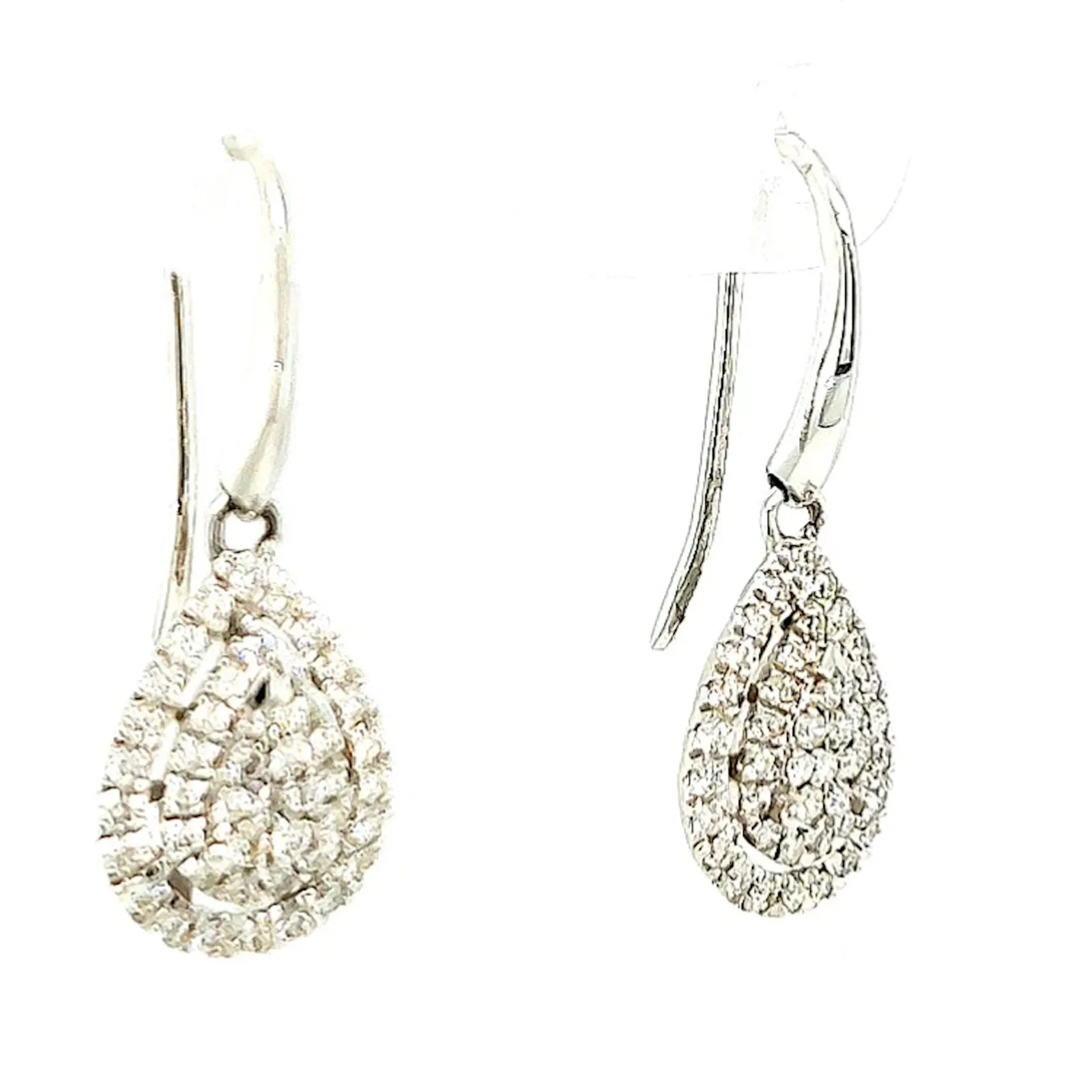 9ct White Gold Round Brilliant Cut with 0.34 CARAT tw of Diamonds Drop Earrings