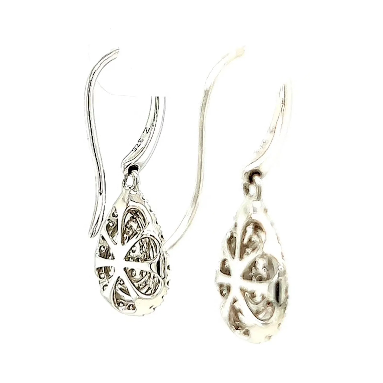9ct White Gold Round Brilliant Cut with 0.34 CARAT tw of Diamonds Drop Earrings