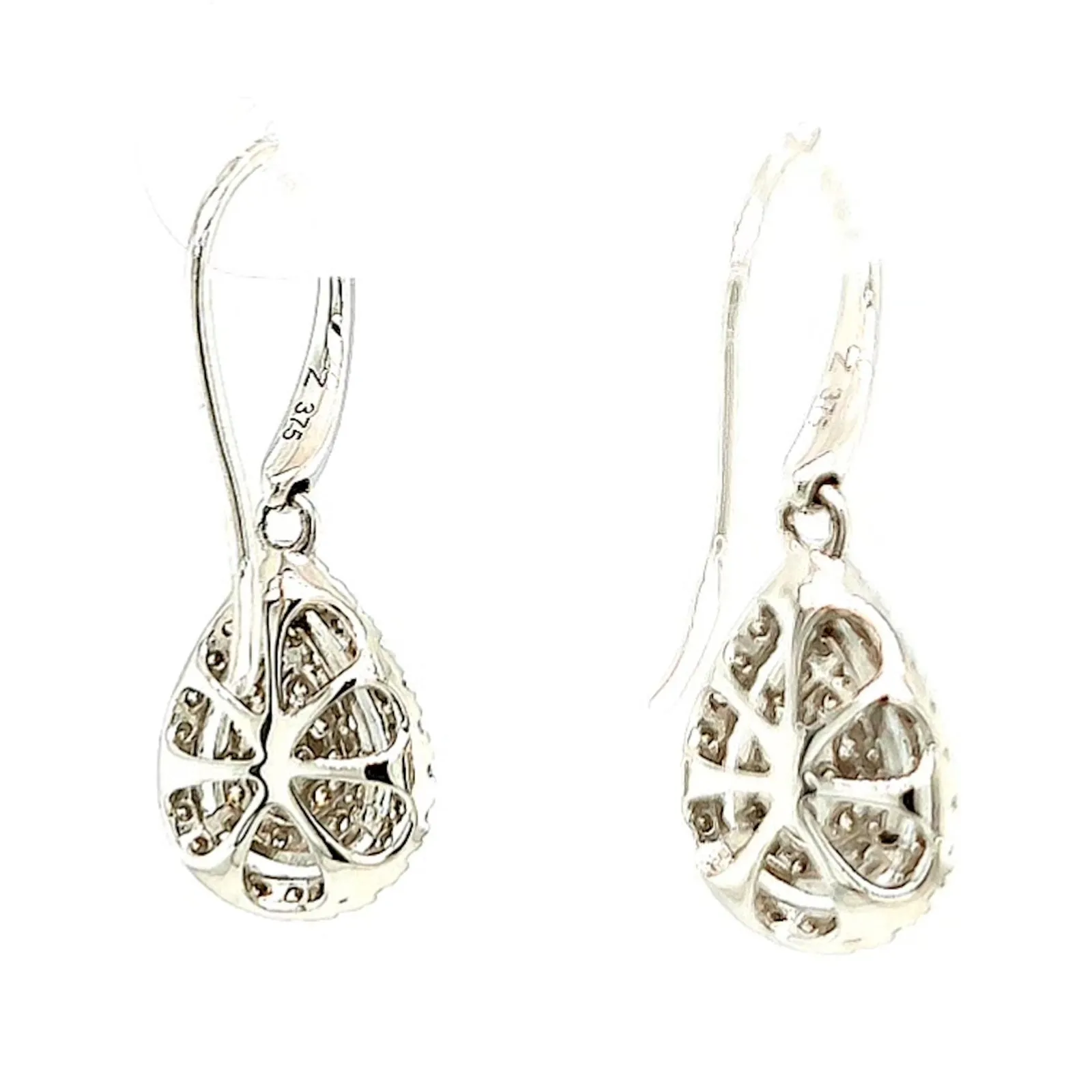 9ct White Gold Round Brilliant Cut with 0.34 CARAT tw of Diamonds Drop Earrings