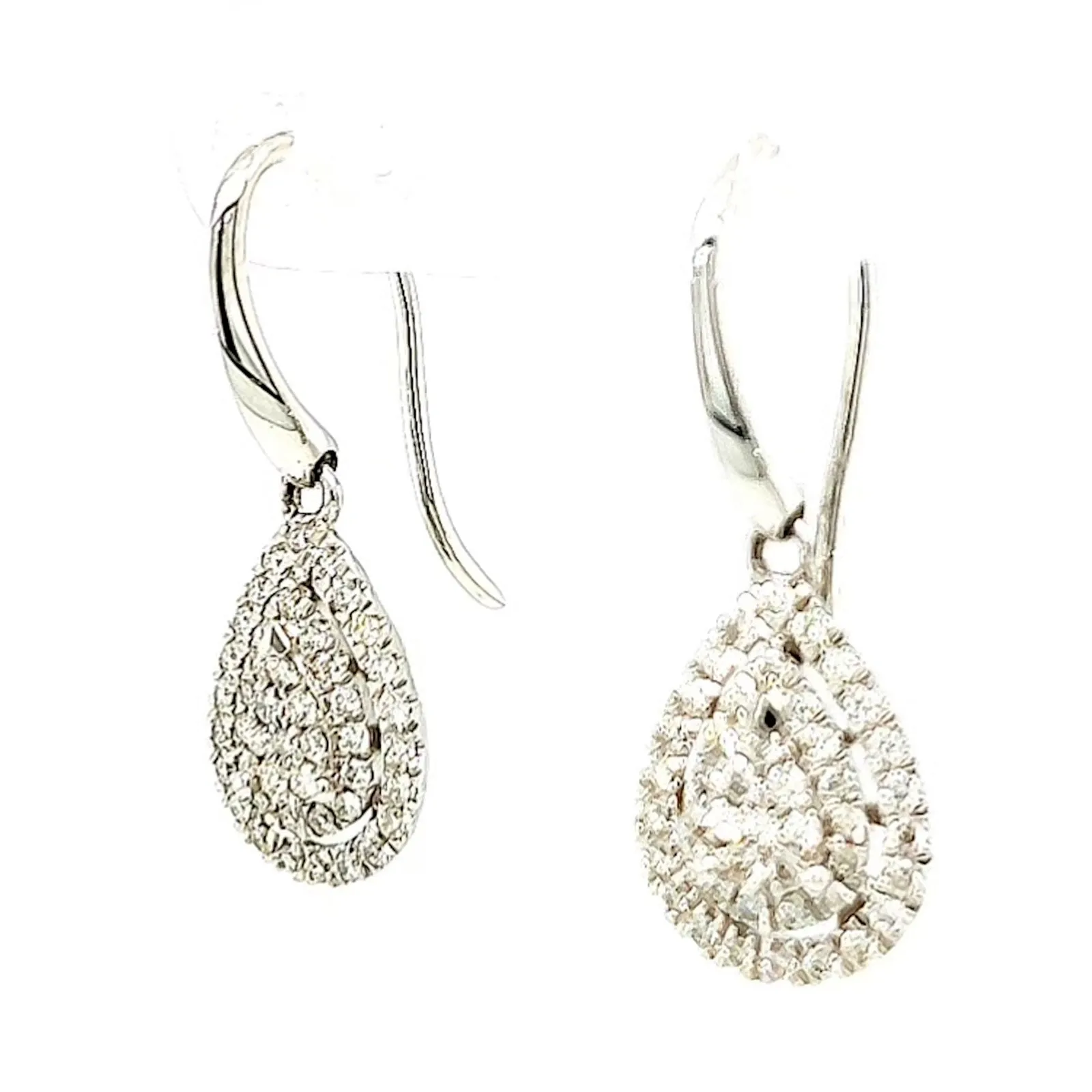 9ct White Gold Round Brilliant Cut with 0.34 CARAT tw of Diamonds Drop Earrings