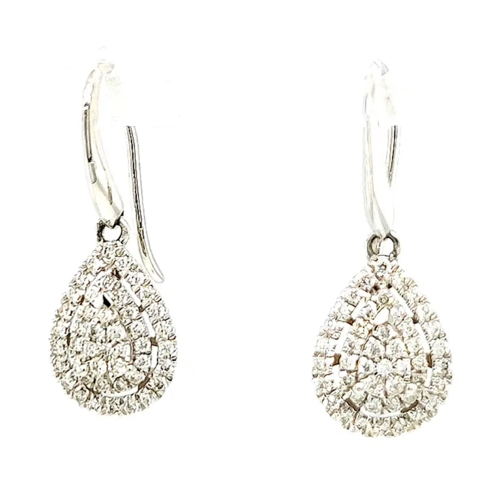 9ct White Gold Round Brilliant Cut with 0.34 CARAT tw of Diamonds Drop Earrings