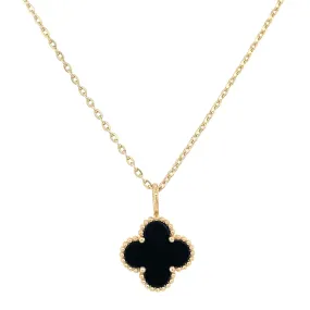9ct Yellow Gold Black Onyx Clover Pendant