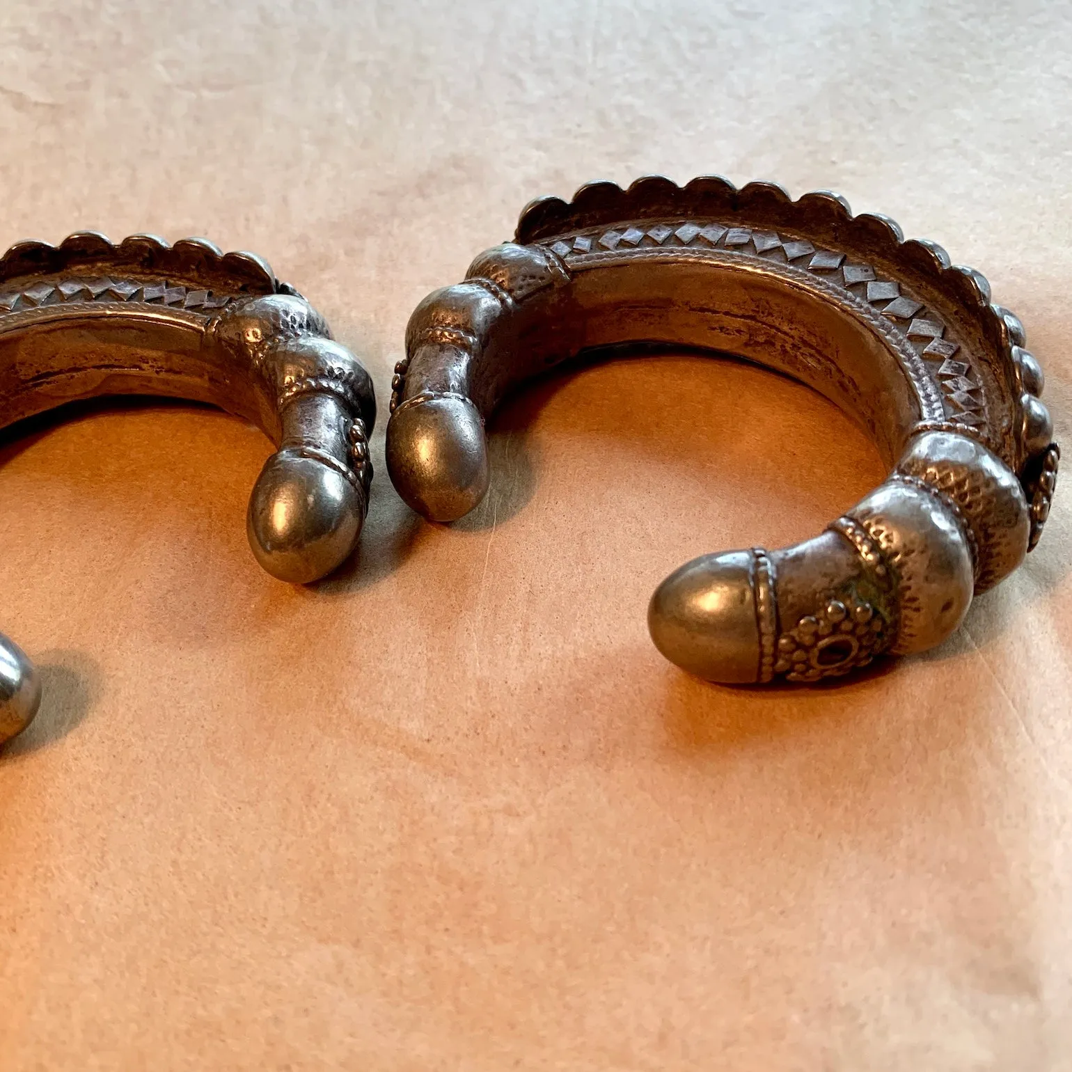 Afghan Silver Cuffs, pair