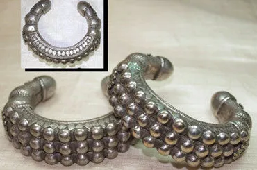 Afghan Silver Cuffs, pair