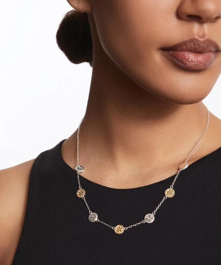 Anna Beck Hammered Station Necklace - Reversible Gold and Silver