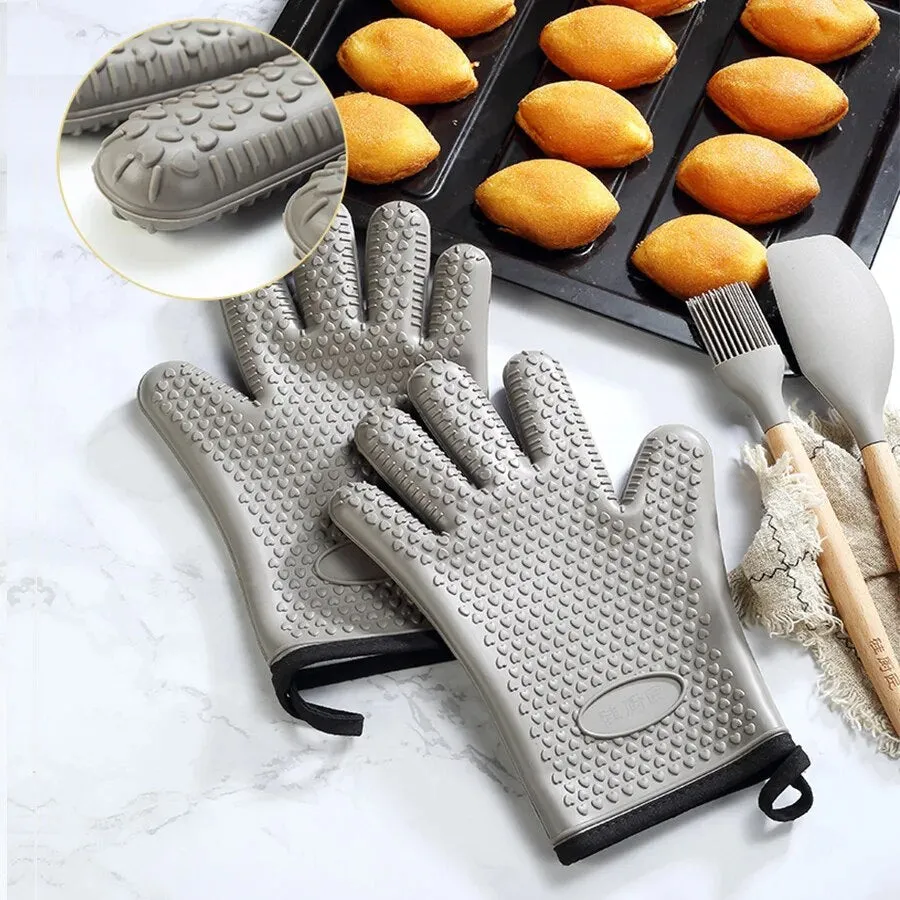 Anygleam Insulation Gloves 2pc Silicone Kitchen Accessories with Inner Cotton Heat Resistant Tool Kit Kitchenware for Cooking and Baking