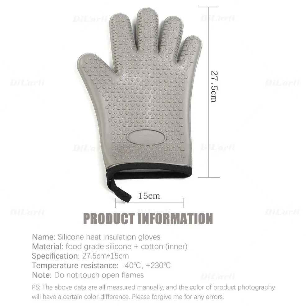 Anygleam Insulation Gloves 2pc Silicone Kitchen Accessories with Inner Cotton Heat Resistant Tool Kit Kitchenware for Cooking and Baking