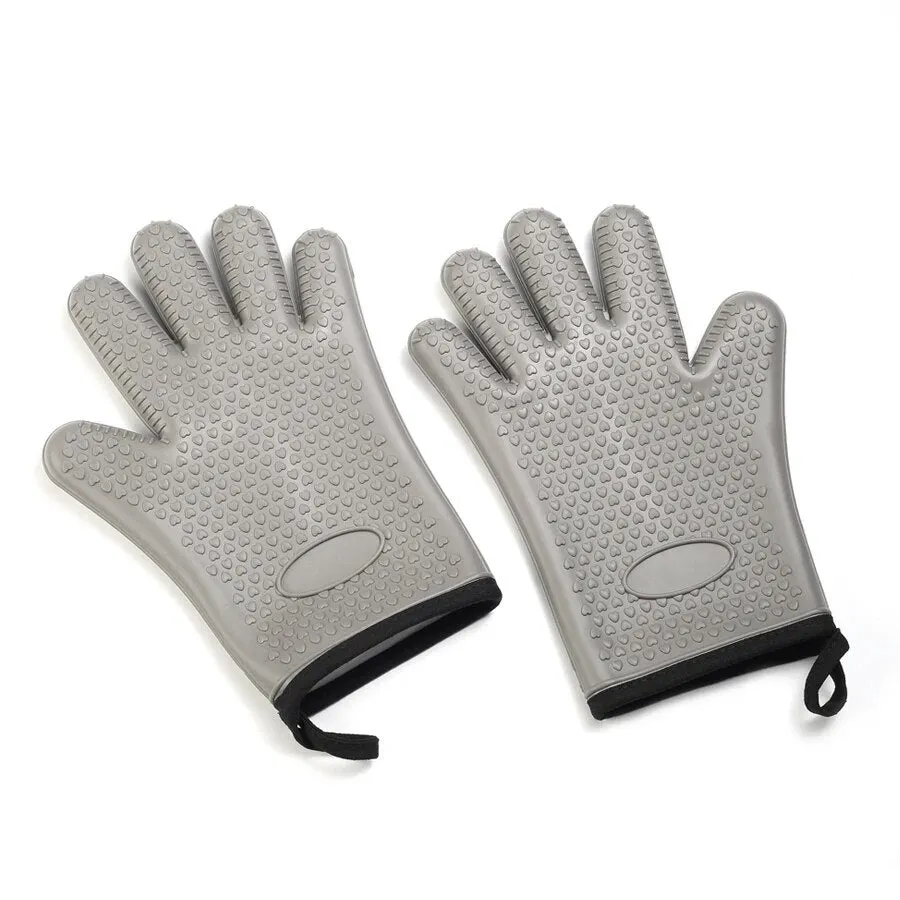 Anygleam Insulation Gloves 2pc Silicone Kitchen Accessories with Inner Cotton Heat Resistant Tool Kit Kitchenware for Cooking and Baking
