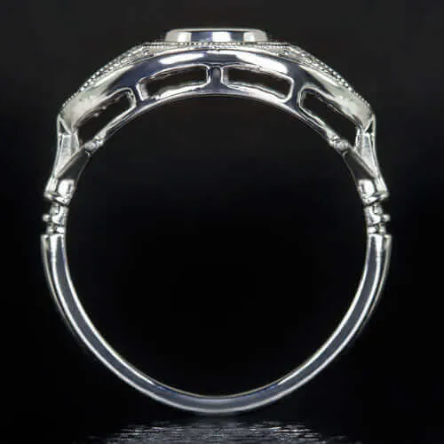 ART DECO DIAMOND SEMI-MOUNT 5mm ROUND BEZEL COCKTAIL SETTING RING VINTAGE STYLE