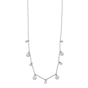 Ashley Gold Sterling Silver 9 Disc CZ Charm Necklace