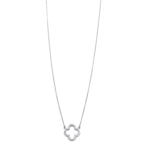 Ashley Gold Sterling Silver CZ Open Clover Design Necklace