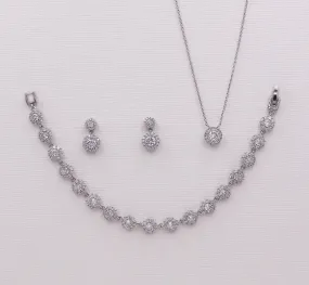 Aubrie CZ Halo Jewelry Set