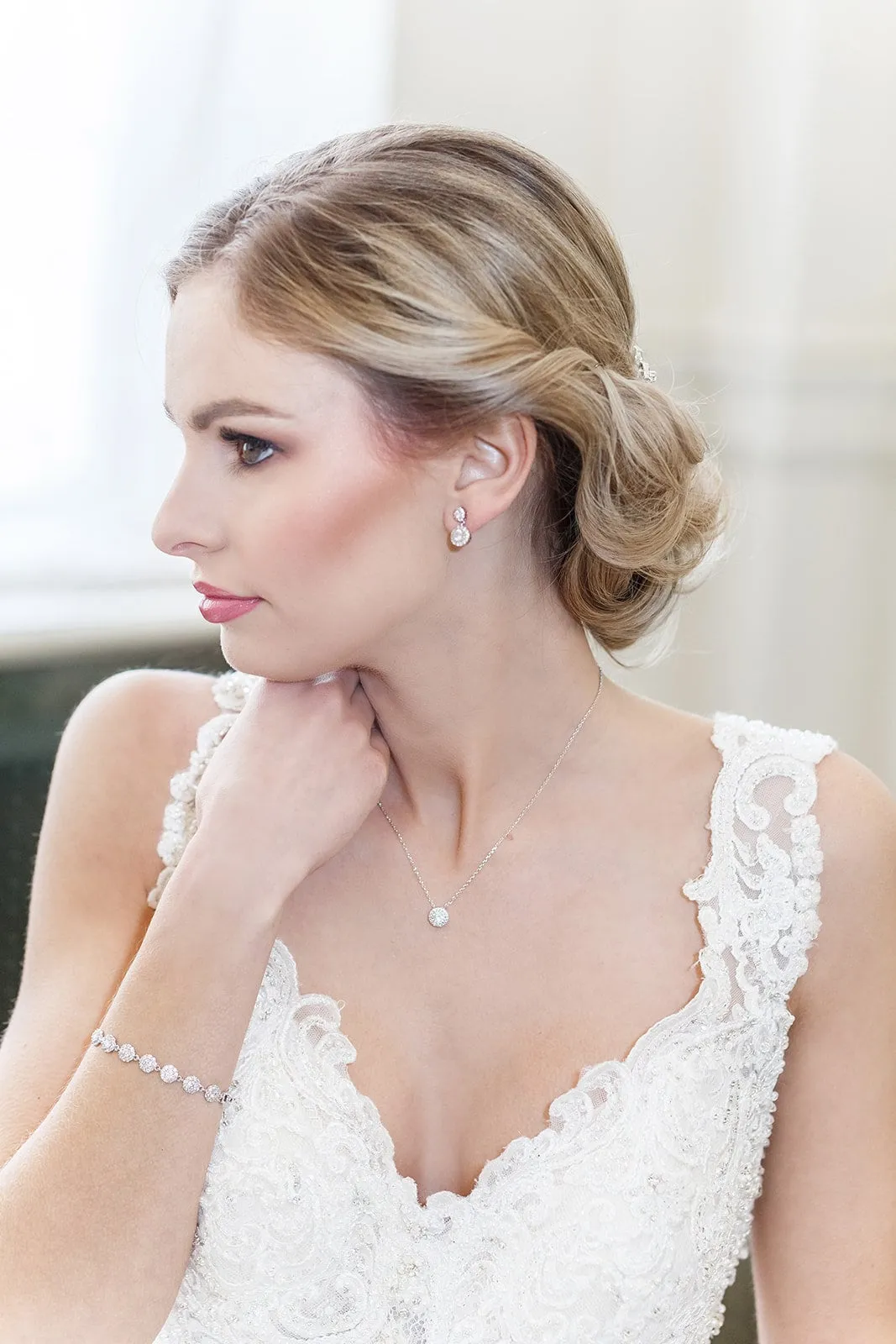 Aubrie CZ Halo Jewelry Set
