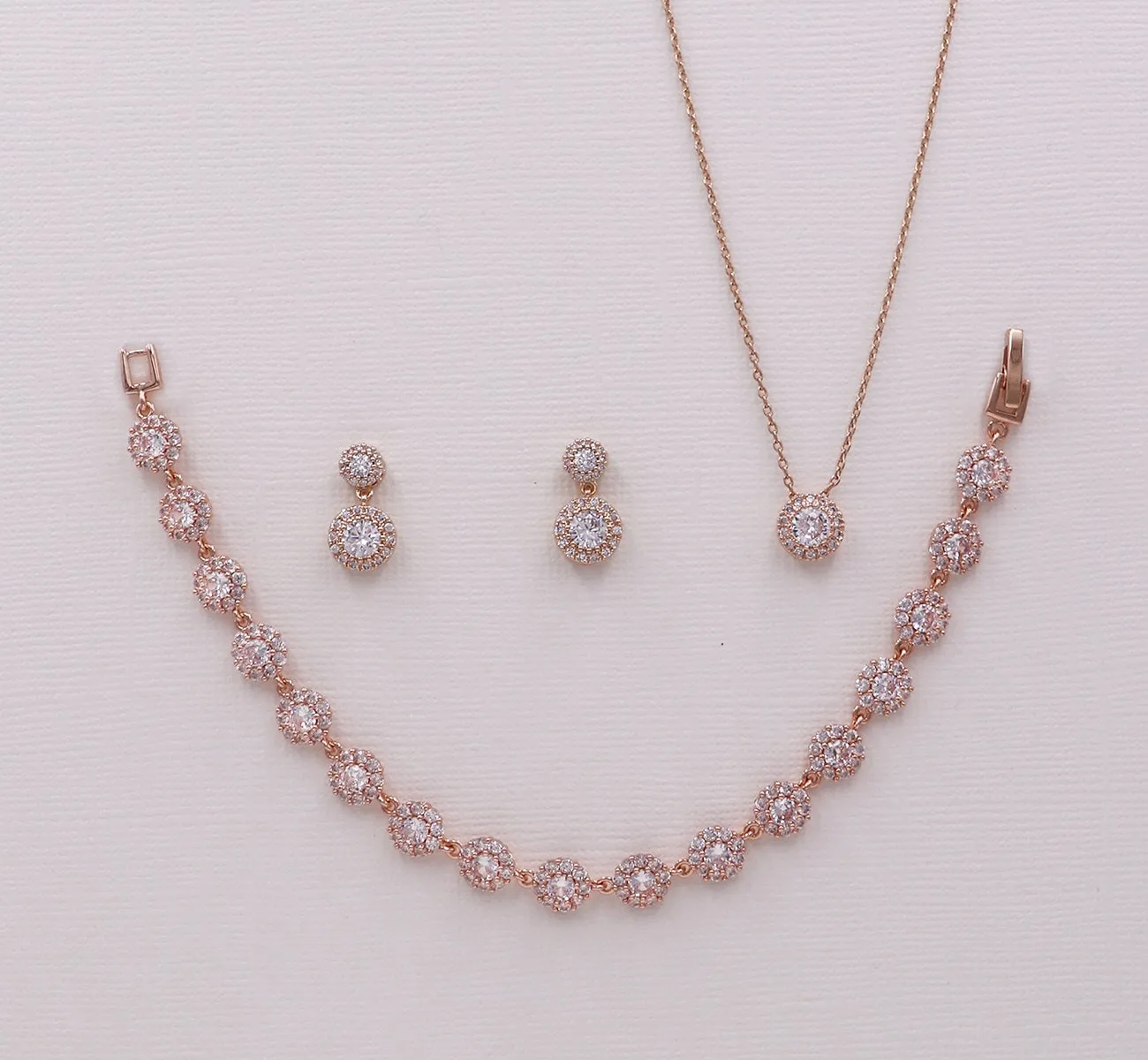 Aubrie CZ Halo Jewelry Set