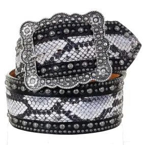 B1100 - Cobra Snake Print Studded Belt
