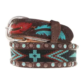 B916 - Brown Vintage Beaded Belt