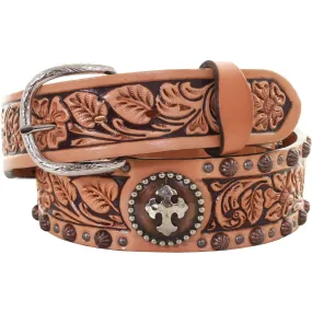 B919 - Natural Leather Tooled Belt