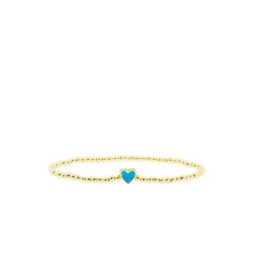 beaded ball bracelet with enamel heart