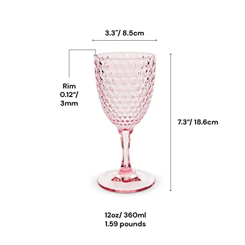 BELLAFORTE Shatterproof Tritan Plastic Wine Glass 12oz Pink
