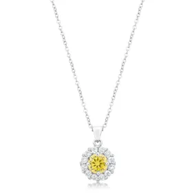 Belle Canary Halo Round  Pendant | 3.2ct