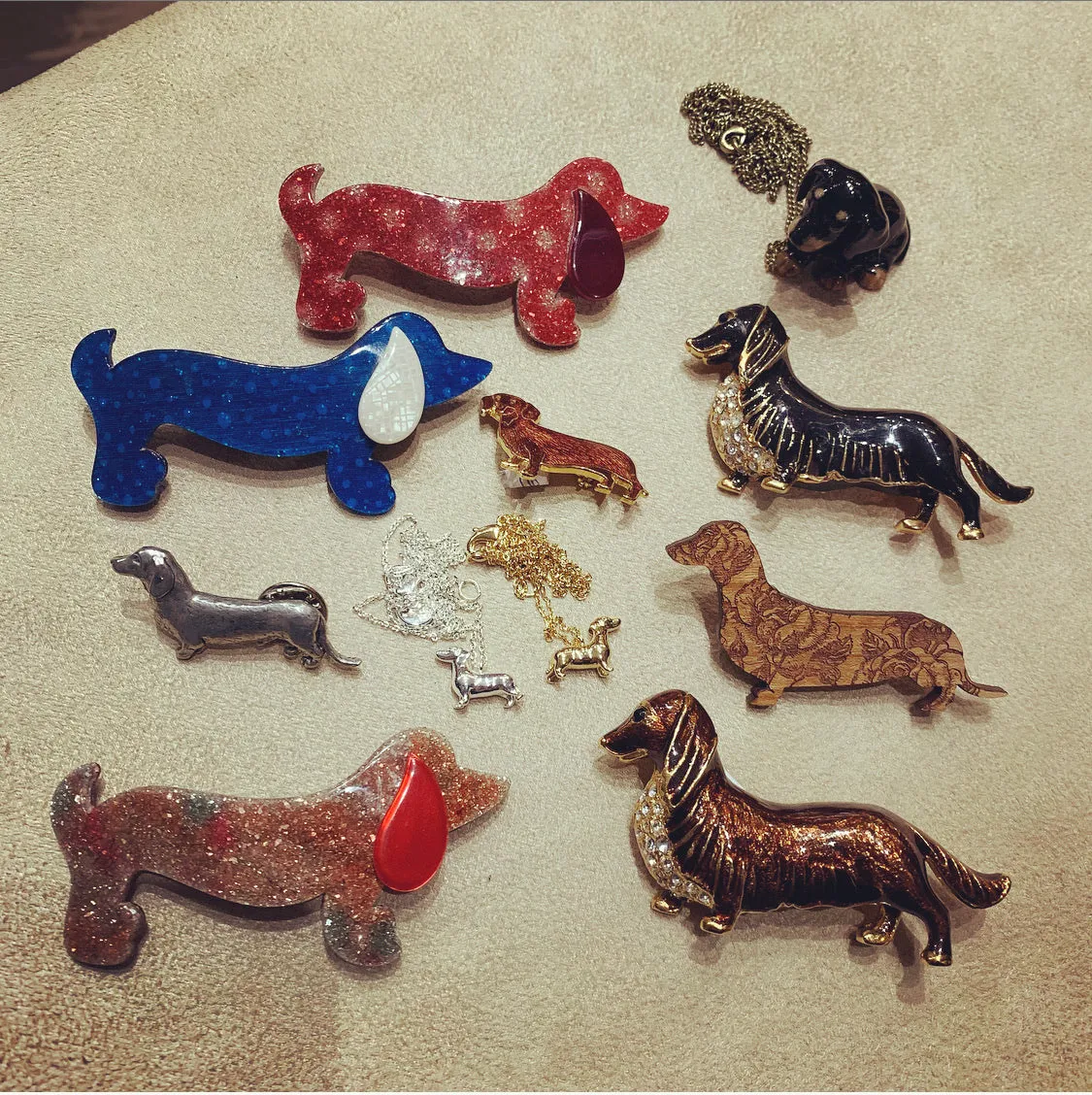 Black Dachshund Puppy Porcelaine pendant by AndMary