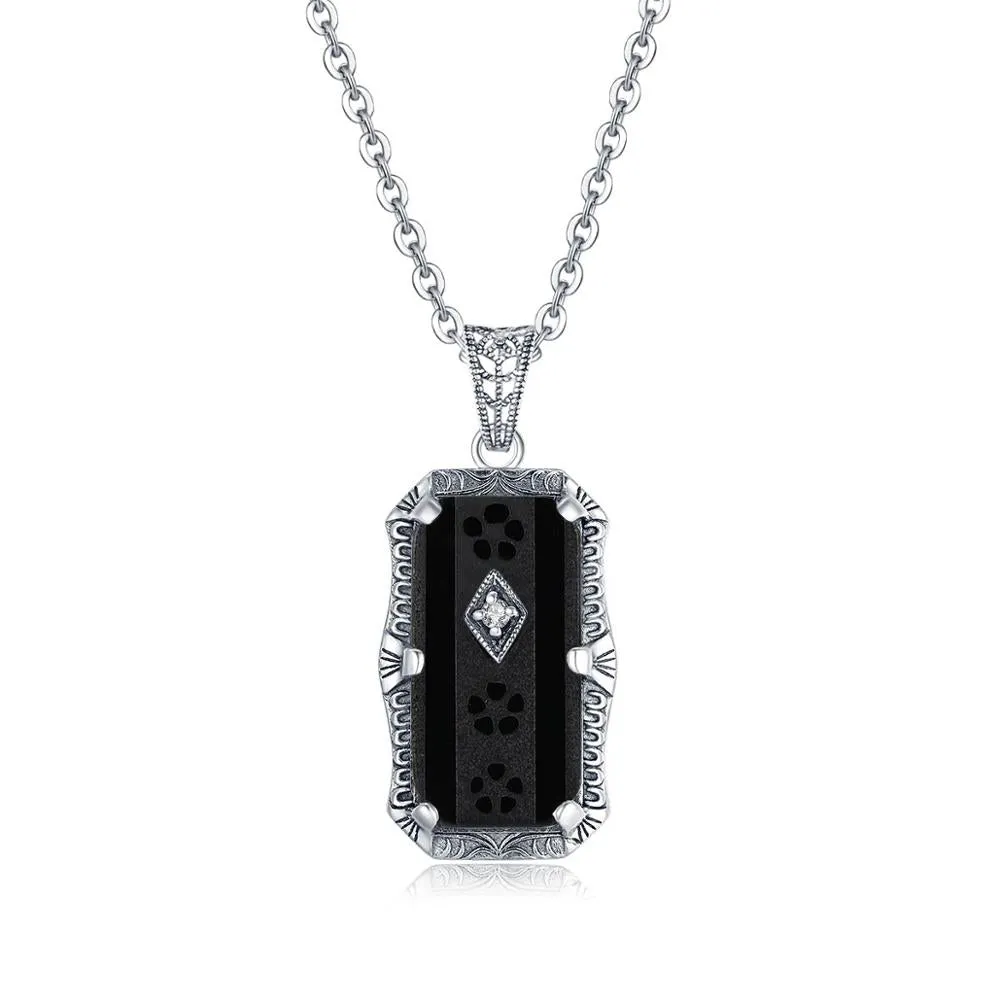 Black Onyx Silver Necklace