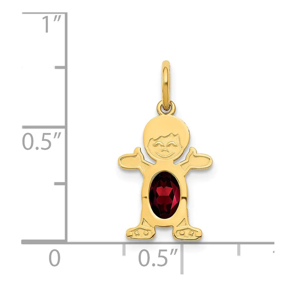 Boy January Birthstone Garnet Pendant