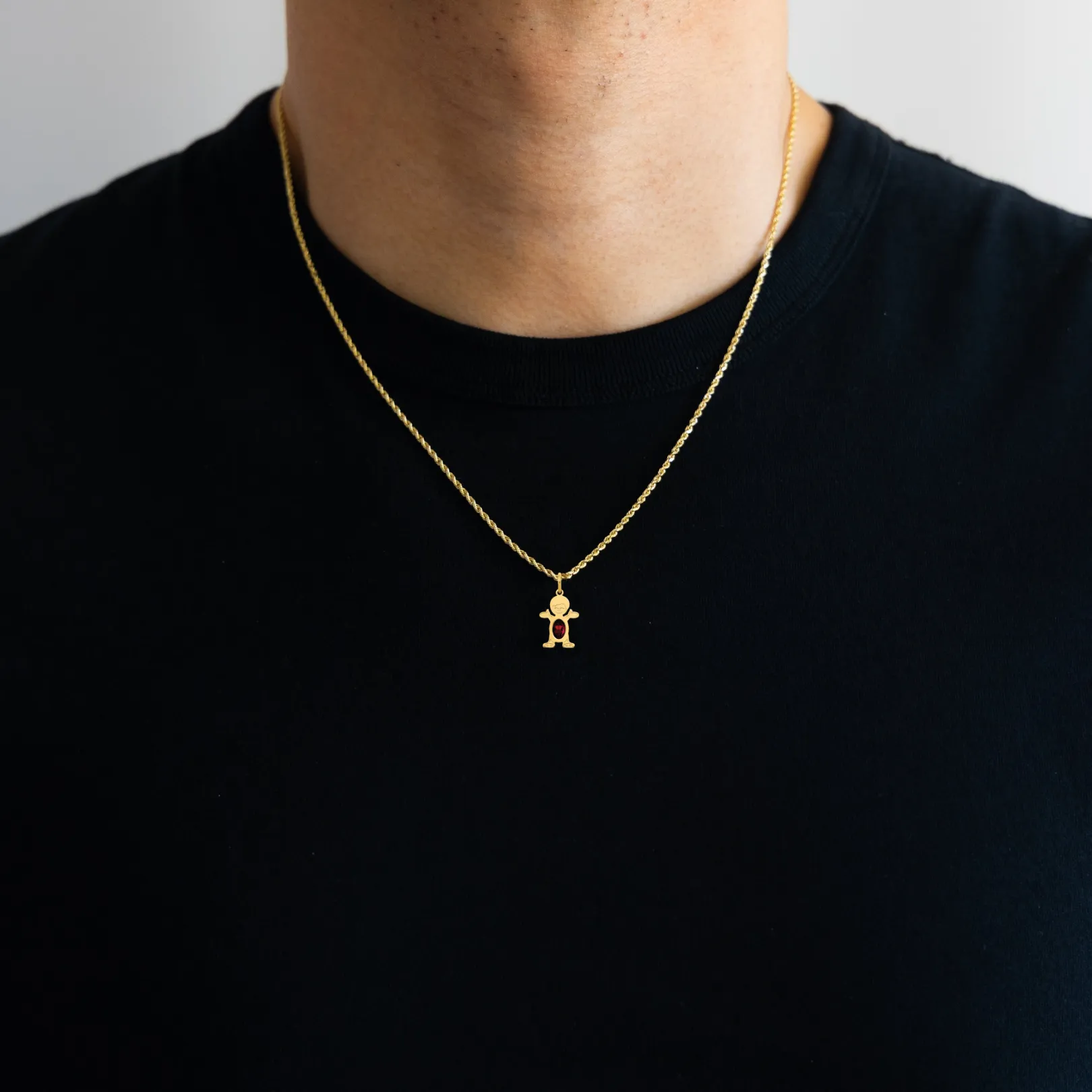 Boy January Birthstone Garnet Pendant