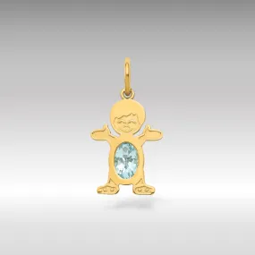 Boy March Birthstone Aquamarine Pendant