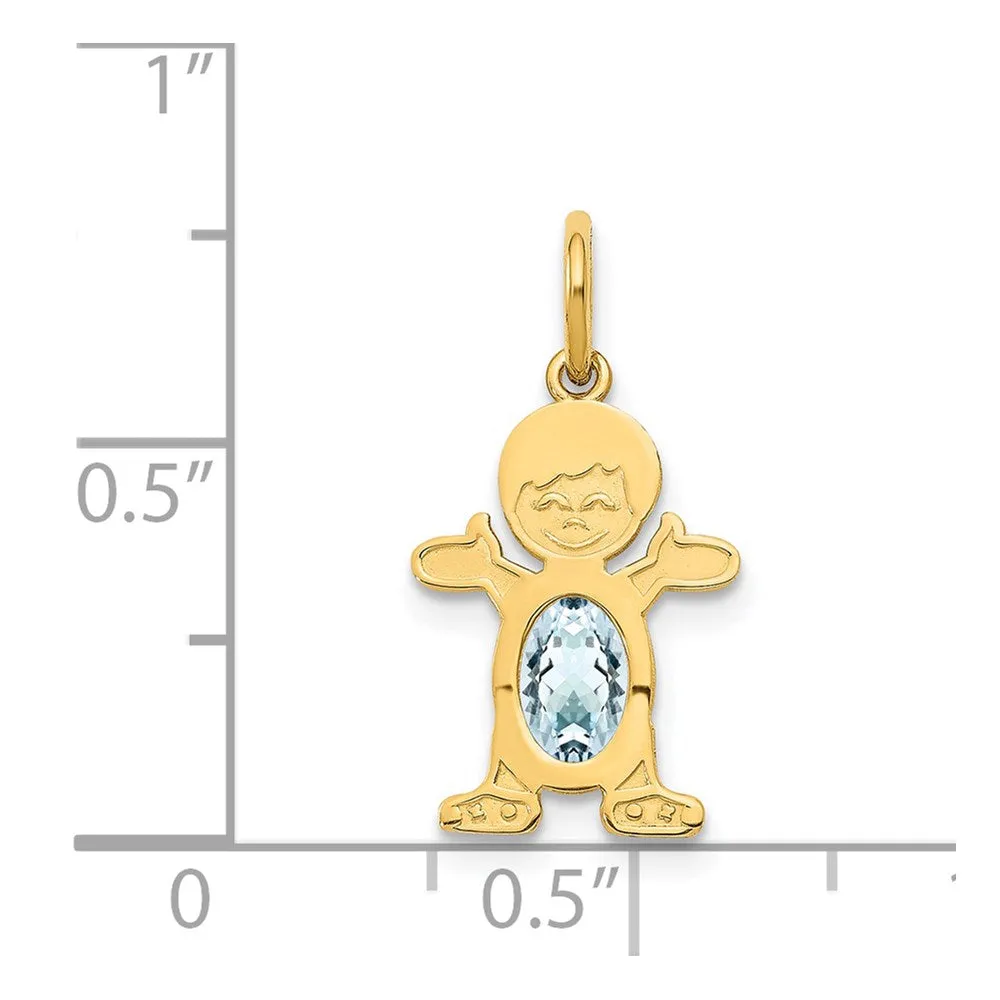 Boy March Birthstone Aquamarine Pendant