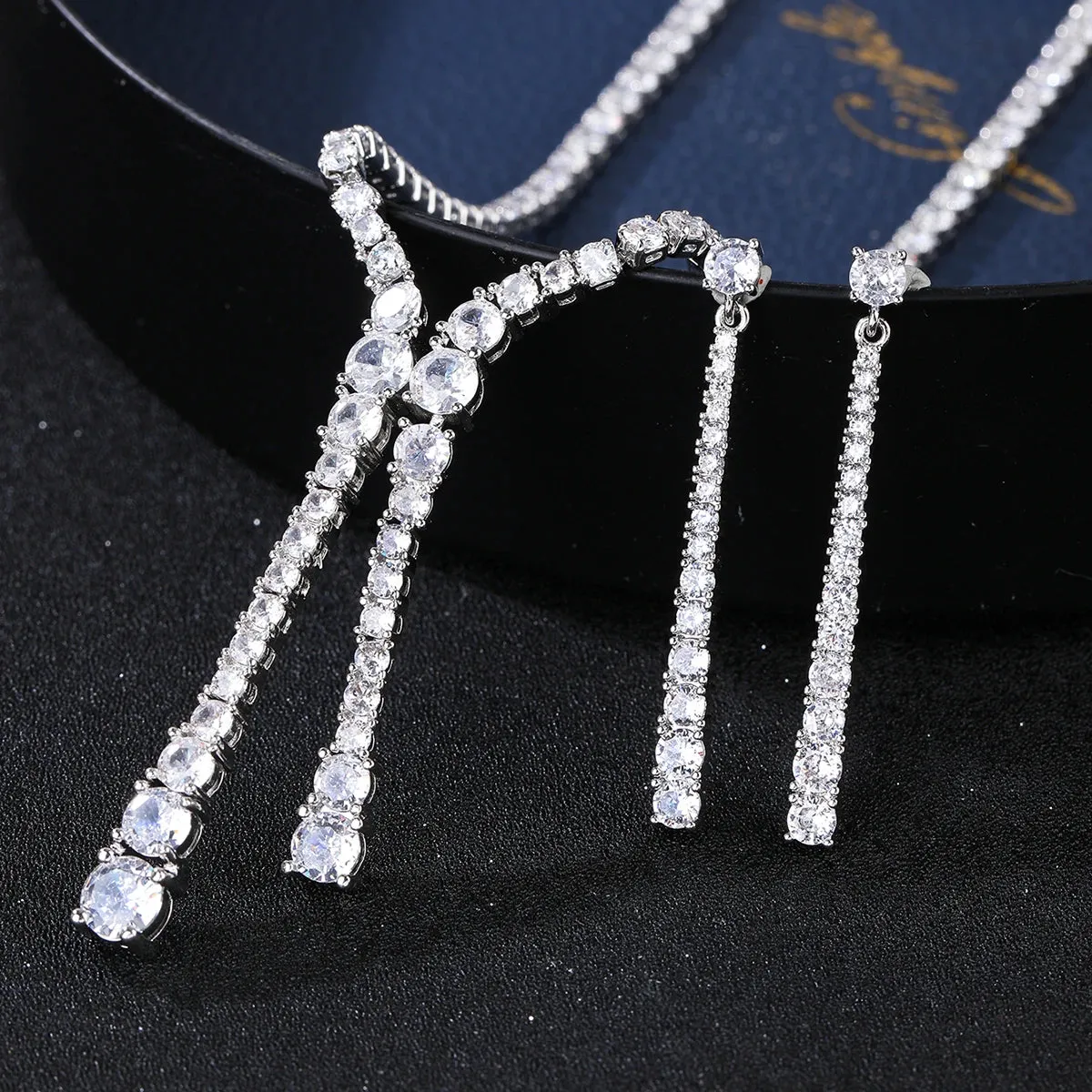 Bridal Jewelry CZ Crystal Necklace and Earring Set, Suitable For Wedding Dinner, Girlfriend Gift, Free Shipping CN10317A