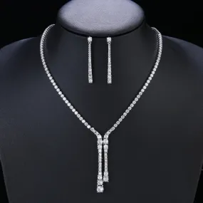 Bridal Jewelry CZ Crystal Necklace and Earring Set, Suitable For Wedding Dinner, Girlfriend Gift, Free Shipping CN10317A