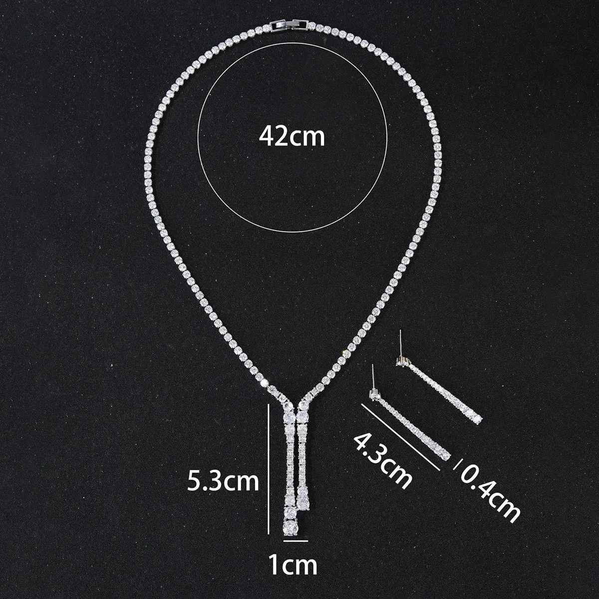 Bridal Jewelry CZ Crystal Necklace and Earring Set, Suitable For Wedding Dinner, Girlfriend Gift, Free Shipping CN10317A