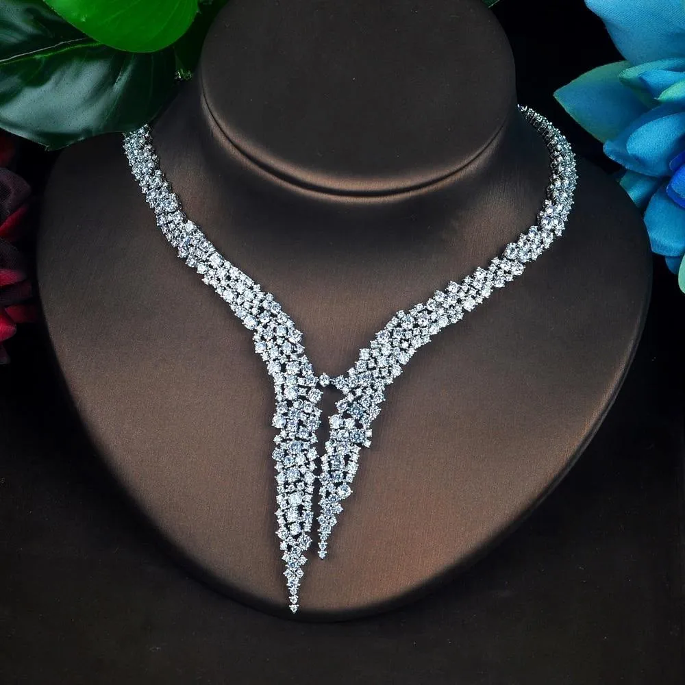 Brilliant Luxury Design AAAA  Quality Cubic Zircon Diamonds 4 piece Bridal Wedding Jewelry Set