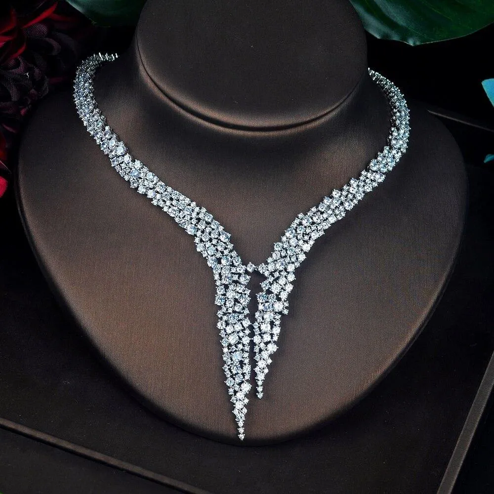 Brilliant Luxury Design AAAA  Quality Cubic Zircon Diamonds 4 piece Bridal Wedding Jewelry Set