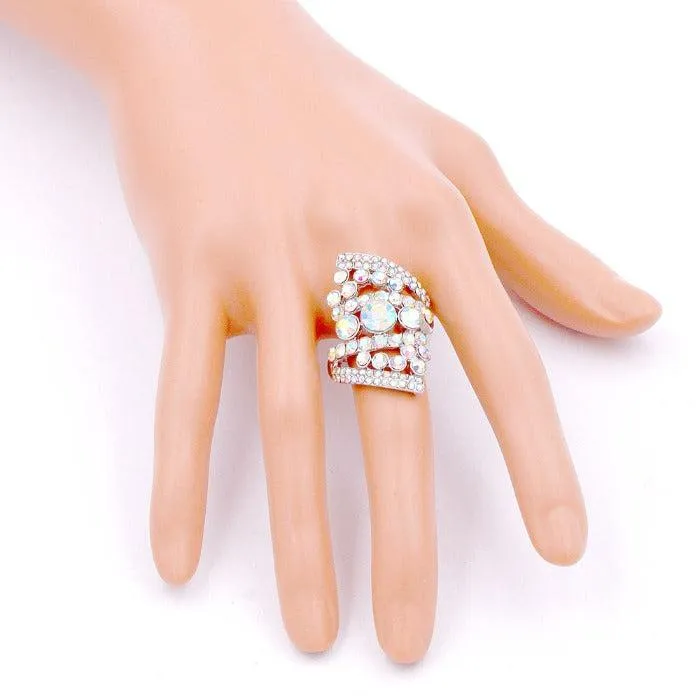 Bubble Stone Abalone Cluster Silver Stretch Ring