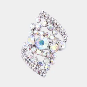 Bubble Stone Abalone Cluster Silver Stretch Ring
