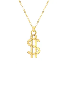 Cash Money Dollar Sign Necklace, Gold
