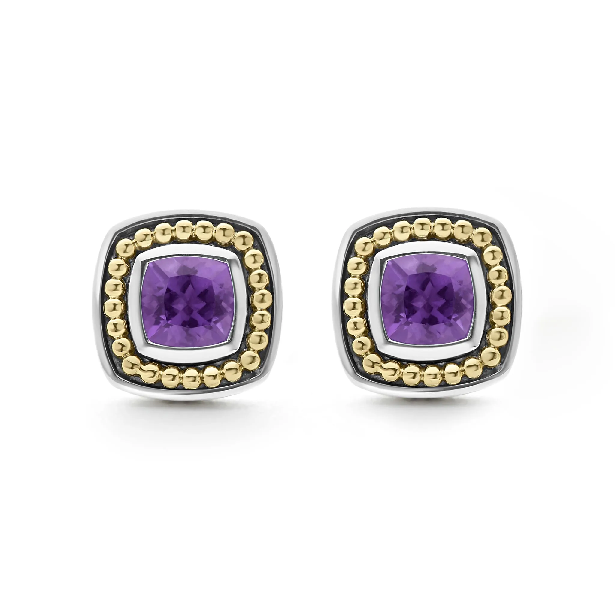Caviar Color Amethyst Stud Earrings