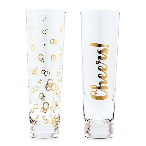 CELEBRATION SET CHAMPAGNE FLUTES - METALLIC GOLD