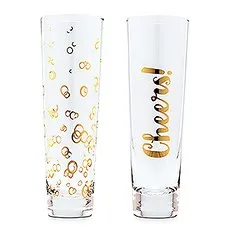 CELEBRATION SET CHAMPAGNE FLUTES - METALLIC GOLD