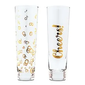 CELEBRATION SET CHAMPAGNE FLUTES - METALLIC GOLD
