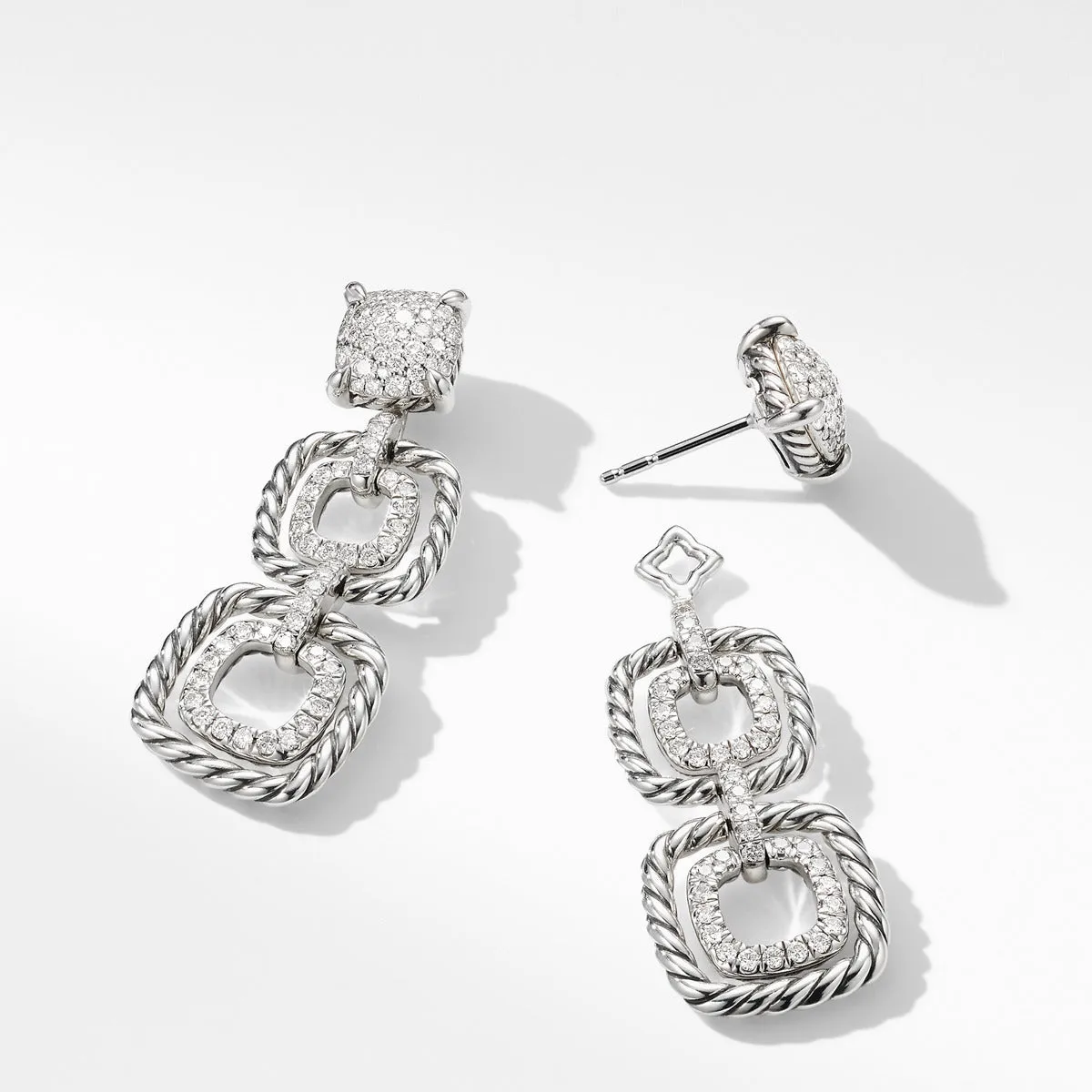 Chatelaine Full Pave Triple Drop Earrings